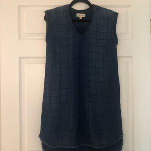 Anthropologie v-neck chambray dress xs